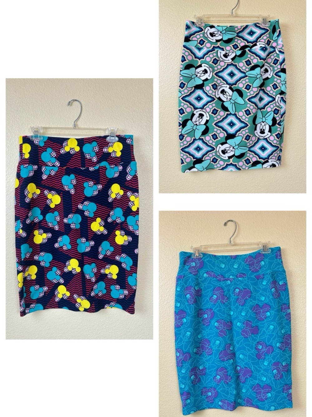 Lularoe Minnie Disney Mickey Print Pencil Skirts Parks Modest Midi 2-Large 1-Med